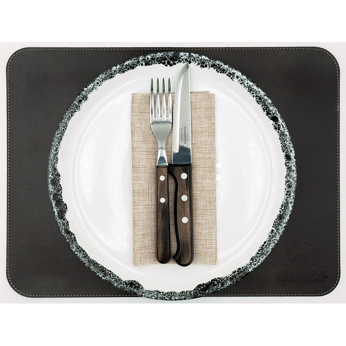 Набір скатертин BEEFSTONE® 6 шт. з PU шкіри, чорно-бежевий, 40x30 см | Водостійкі, легко миються | Скатертини, підставки під посуд