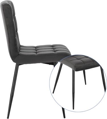 Набір з 6 обідніх стільців Lestarain - м'який стілець з велюру, металеві ніжки, сірий (40x40x86 см)