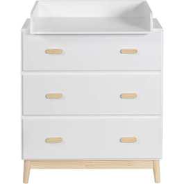 Комод з пеленальним столиком Rebecca Mobili, Aqua Grün Braun, колір блакитно-зелений, матеріал: сосна, MDF, компактний, знімний пеленальний столик, розміри 100 x 80 x 42 см, артикул RE6985