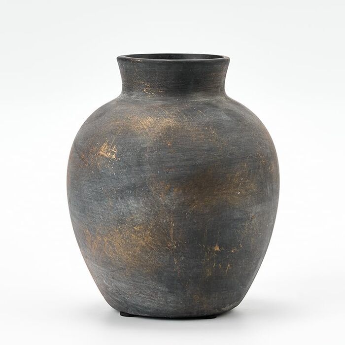 Керамічна ваза для квітів ручної роботи, 15.2 см, богемний стиль, декор для дому, теракота, сірий (бронзовий)