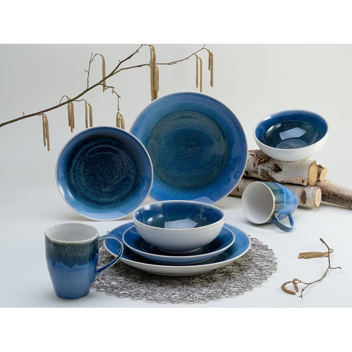 Набір посуду серії Caldera, комбінований набір з 8 предметів (синій), 25863