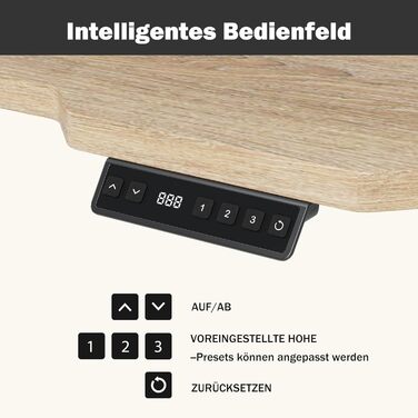 Стол письмовий L-подібний, регульований по висоті, 150 x 100 см, електричний, ергономічний, з підстаканниками та гачками, коричневий