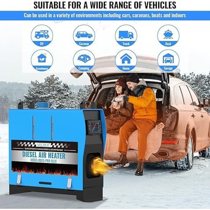 8KW дизельний обігрівач, 12V, з пульт дистанційного керування та LCD-екраном, для авто, RV, човнів, вантажівок, 8KW, блакитний