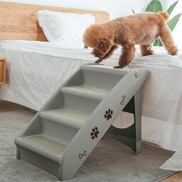 Складні сходи для собак YRHome 50 см до 75 кг сірі