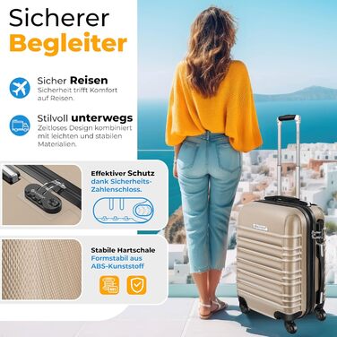 Валіза KESSER® з жорстким корпусом, вагова шалька та багажний жетон | Роликова валіза з кодовим замком, телескопічна ручка (шампань, 75 см – 120 л)