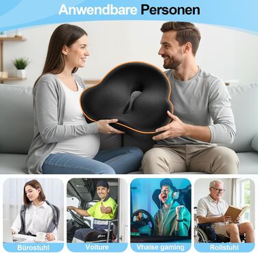 Ергономічна подушка для сидіння з memory foam для офісного крісла та авто, подушка для офісного крісла, авто та home office, знімний чохол, неслизька, M (60–85 кг)