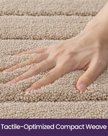 Килимок для ванної кімнати DEXI, преміум-якість, м'який, швидковисихаючий, з антиковзаючою основою, 40.6 x 61 см, бежевий