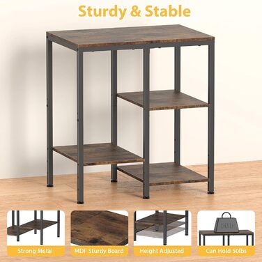 Металевий стелаж для мікрохвильовки, 4 яруси, регульований, для кухні, чорний