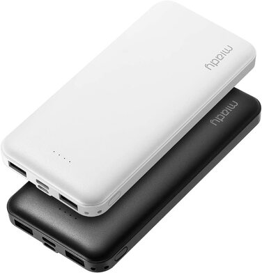 Комплект з 2 шт. , USB-C вхід/вихід, 2 USB 2.4A, для смартфонів, iPad (білий і чорний), 10000mAh