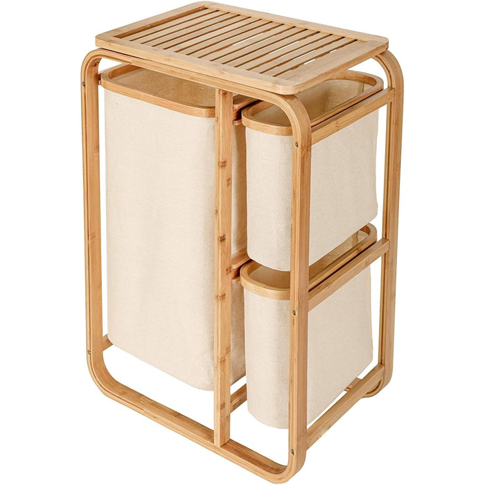 ОГОЛОШЕННЯ. Кошик для білизни CON Bamboo XL, полиця для ванної кімнати, бамбукова вішалка для білизни, мішок для білизни, полиця для ванної кімнати, сортувальник білизни бежевий