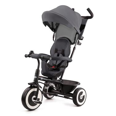 Триколісний велосипед Kinderkraft ASTON для дітей 9 місяців - 25 кг з батьківською ручкою, обертовим сидінням, кошиком та дахом, зелений