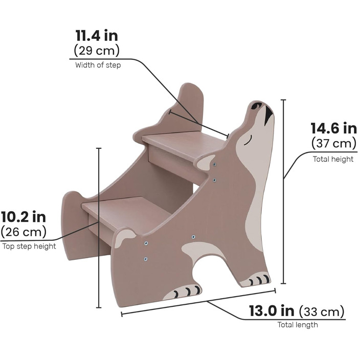 Дитячий тритуходер Wild Kids Modern Tritthocker з дерева, 2 сходинки, для ванної кімнати, натхненний меблями Монтессорі (колір: коричневий, світло-коричневий)