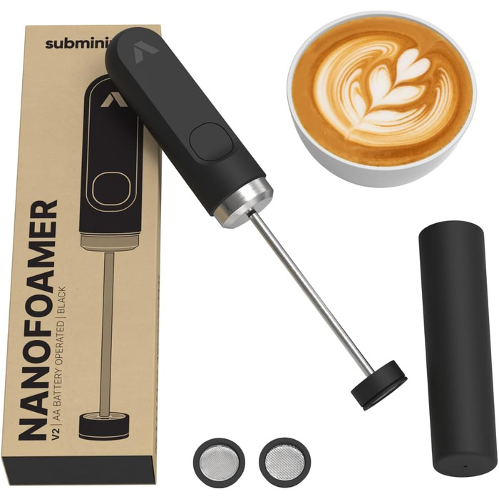Subminimal Hand Milchschäumer NanoFoamer V2: для капучино, лате та гарячого шоколаду | Ручний електричний спінювач молока