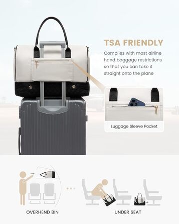 Сумка-мішок LOVEVOOK для жінок: дорожня, спортивна, з відділенням для взуття та мокрих речей, 2 шт. у наборі, 35л, бежевий & хакі