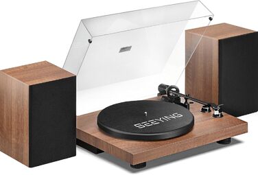 Вініловий програвач з Bluetooth, зовнішніми 36 Вт колонками, Hi-Fi системою, магнітною головкою, USB-записом, автостопом, вбудованим фонокоректором, 33/45 об/хв