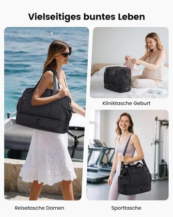 Сумка-трансформер LOVEVOOK для подорожей: жіноча, легка, 30L, водонепроникна, з відділенням для взуття, для авіаперельотів, спортзал, клініка, пологовий будинок