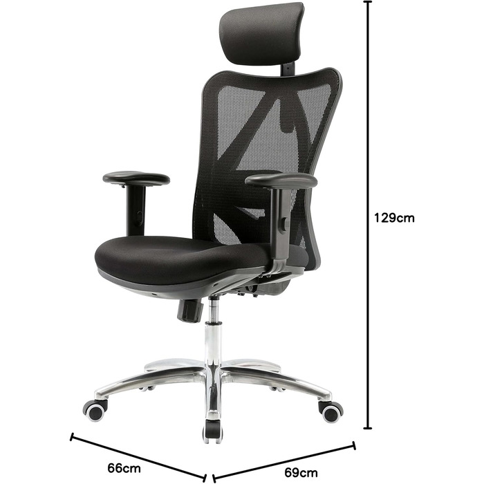 Офісне крісло Mendler HWC-J86, ергономічне, регульована поперекова підтримка, до 150 кг, чорний/оранжевий (без підніжки)