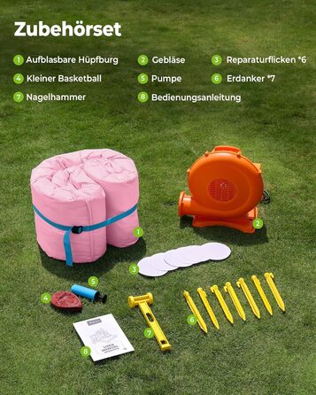 Надувний замок для дітей великого розміру з гіркою (рожевий)