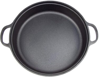 Кругла сковорода для гриля SANTOS Ø30 см-чавунна сковорода-гасіння, смаження, гриль, випічка-кругла сковорода з 2 ручками-idea