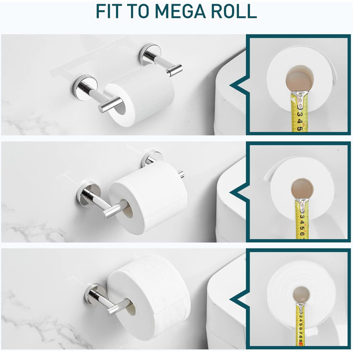 Тримач для туалетного паперу POKIM настінний для ванної кімнати відмінний тримач для рулонів серветок з нержавіючої сталі SUS 304 для рулонів Mega Jumbo, гнучкий поворотний тримач для туалетної кімнати, великий тримач TP (хром)