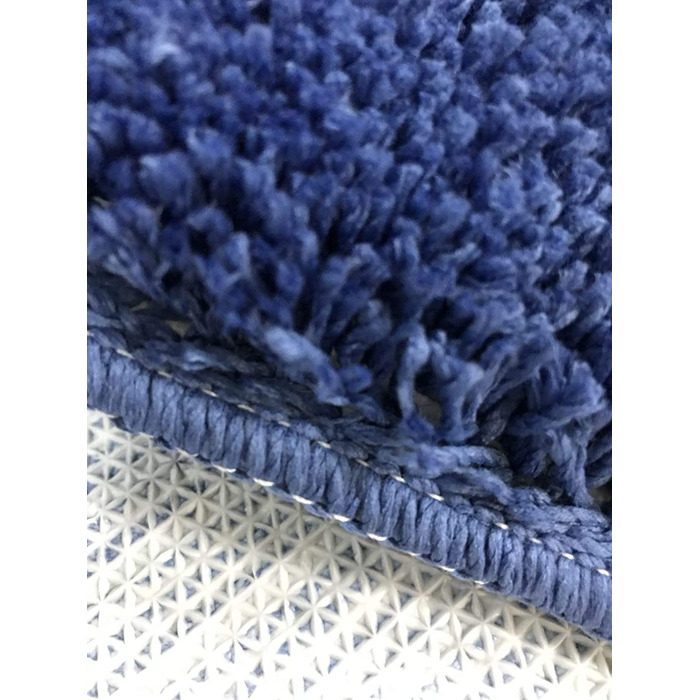 Набір килимків для ванної кімнати Jianyana 3 шт. з антиковзаючою мікрофіброю, м'який, шорсткий, комплект килимків для душу та унітазу (Смугастий темно-синій)