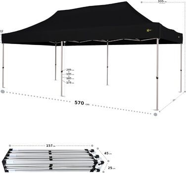 Намет BRIMO Economic Star Canopy водонепроникний з 3 бічними панелями 4 мішки з піском 4 мотузки та шатрові кілочки захисний чохол для гоночного намету, захист від ультрафіолету 50 висувних ринкових наметів (3x6, чорний)