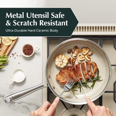 Сковорода Redchef з антипригарним покриттям, 20 см: керамічна, з нержавіючої сталі, без PFOA/PTFE, для індукційних плит