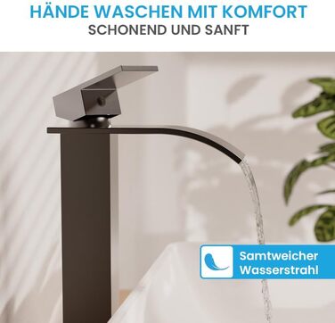 Змішувач для ванної кімнати Bächlein Tamina з водоспадним дизайном, однозахватний, антрацит, з монтажним комплектом