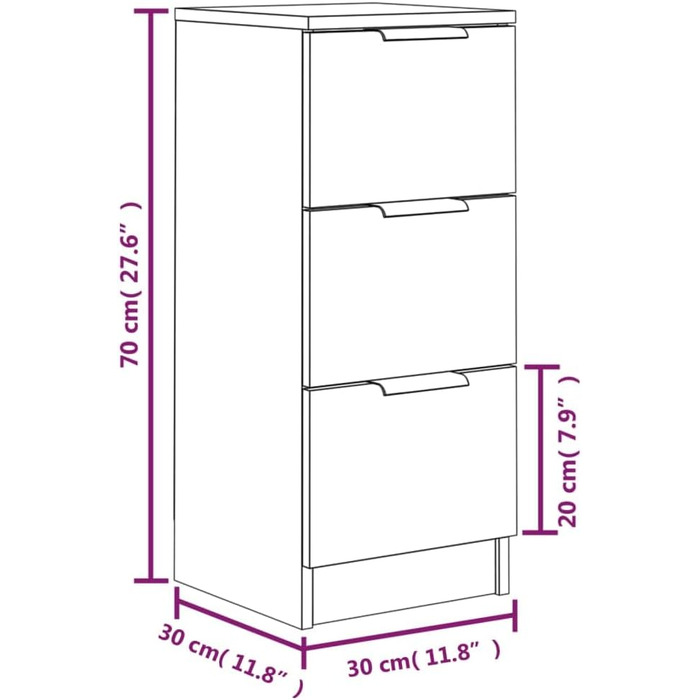 Сервант Комод Credenza 30x30x70см Інженерний Дерево (Чорний)