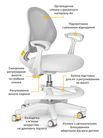 Дитяче крісло Evo-kids Mio Air Grey (арт.Y-307 G)