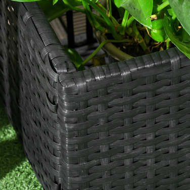 Піднята клумба Outsunny Poly Rattan з решіткою, ящик для квітів, ящик для рослин, клумба, для саду, балкона, чорний, 103 x 103 x 29 см