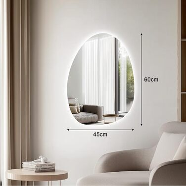 LED дзеркало для ванної кімнати з підсвічуванням, 70 x 50 см, холодний білий світ 6000K, енергозберігаюче, диммер, антизапар,