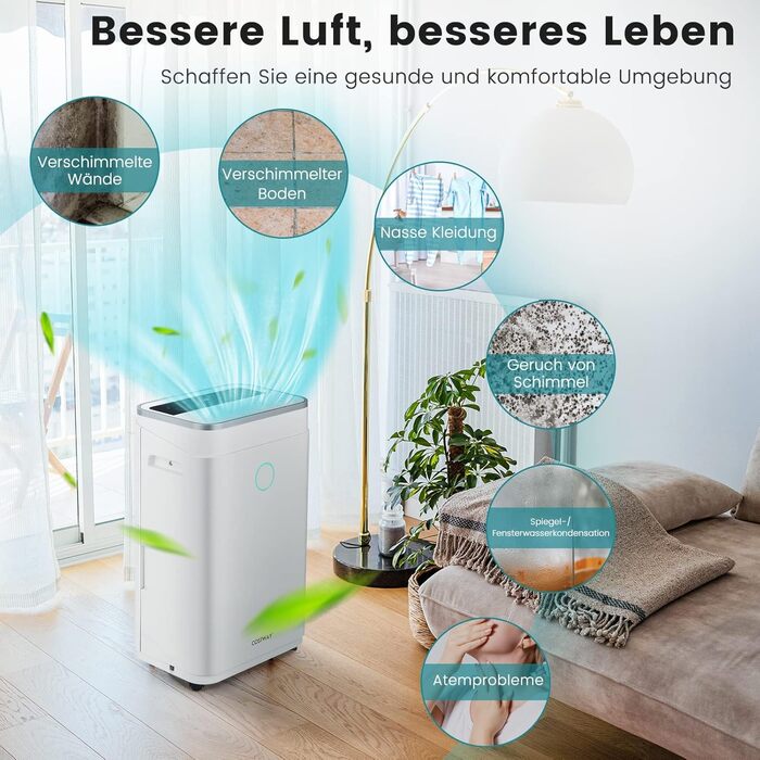 Електричний осушувач повітря COSTWAY 25L з 3 режимами, для приміщень до 30 м², об'єм бака 6,5 л, таймер 24 год, 2 швидкості, тихий режим (≤ 42 dB)