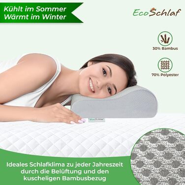 Ортопедична подушка для шиї Premium з ефектом пам'яті (Memory Foam) для сну на боці, ергономічна антихрапінкова подушка від болю в шиї, сіра