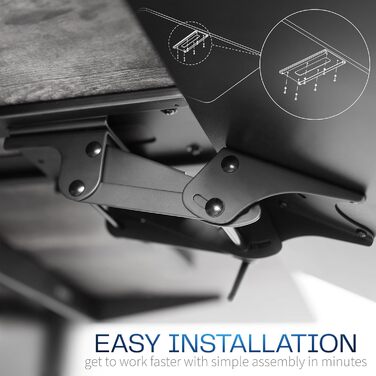 Підставка для клавіатури та миші VIVO - регульована платформа під стіл, кріплення під стіл, полиця під стіл (MOUNT-KB03B)