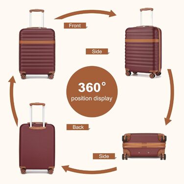 Чемодан-валіза KONO Mittelgroß (L) з ABS+PC, 4 колеса, TSA-замок (червоний/коричневий)