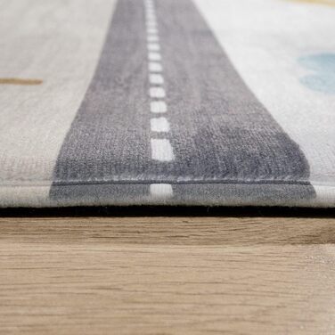 Дитячий килимок Дитячий килимок Дорога Автомобіль Хмара Гора, Колір Розмір (80 х 150 см, Сірий Білий Жовтий)