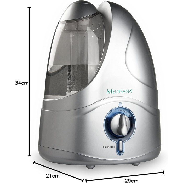 Ультразвуковий зволожувач medisana UHW, очищувач повітря для спальні, вітальні, офісу та дитячої кімнати, небулайзер для кращого мікроклімату в приміщенні, 4,2 літра з великим резервуаром для води