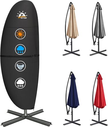 Чохол для парасольки Zettum 3-4 м, водонепроникний, 600D Oxford, захист від УФ, снігу та вітру, 260x42x81/56 см