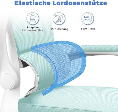 Офісний стіл Naspauluro: ергономічне крісло з регульованою підголовником, підлокітниками та підтримкою попереку. Дихаюча сітчаста спинка для дому та офісу.