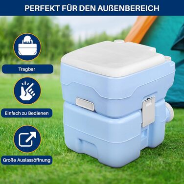 Туалет для кемпінгу SereneLife - портативний хімічний туалет з баками 20L та 12L - мобільний унітаз для кемпінгу, подорожей, дітей та дорослих - до 120 змивань - легкий (5,2 кг) та компактний