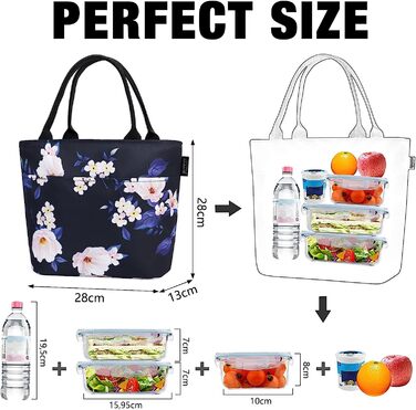 Маленька сумка-холодильник, легка сумка Для Обіду, Міні - сумка для обіду, жіноча ізольована сумка для роботи, Школи, складна сумка для сніданку, водонепроникна сумка для приготування їжі, сумка на блискавці для жінок (квіти рожевого кольору)