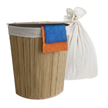 Кошик для білизни кутовий з бамбука Relaxdays з кришкою