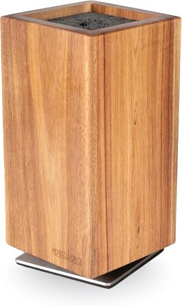 М'ясний блок Moritz & Moritz Akazie, поворотний на 360°, з магнітним утримувачем та знімним вкладишем з щетиною – зручний підставка для ножів на кухню, без ножів