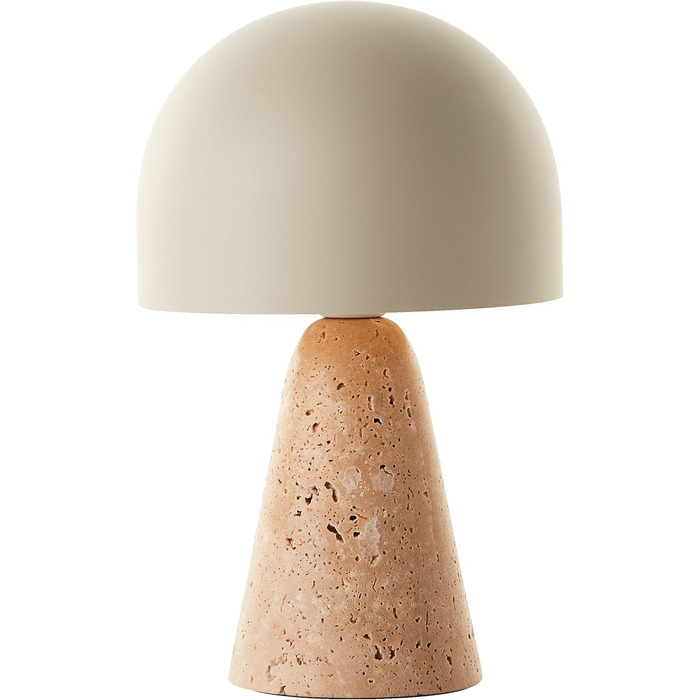 Настільна лампа Lightbox Mushroom, цоколь з травертину, E14, висота 31см, бежевий