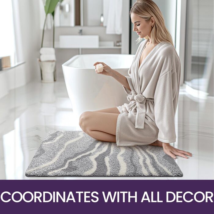 Килимок для ванної кімнати DEXI, 44 x 76 см, сірий. Нековзкий, швидковисихаючий, з мікрофібри. Килимок для душу, ванни, пральні.