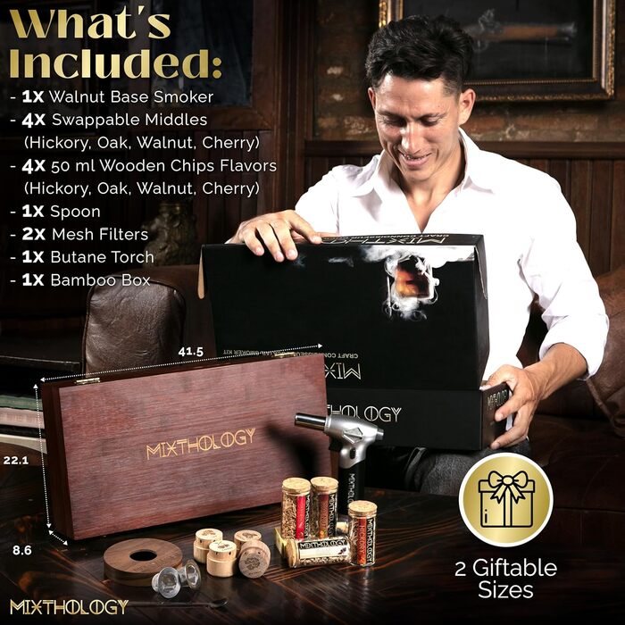 Набір для копчення віскі та бурбона - Old Fashioned & коктейльний димогенератор з пальником Deluxe