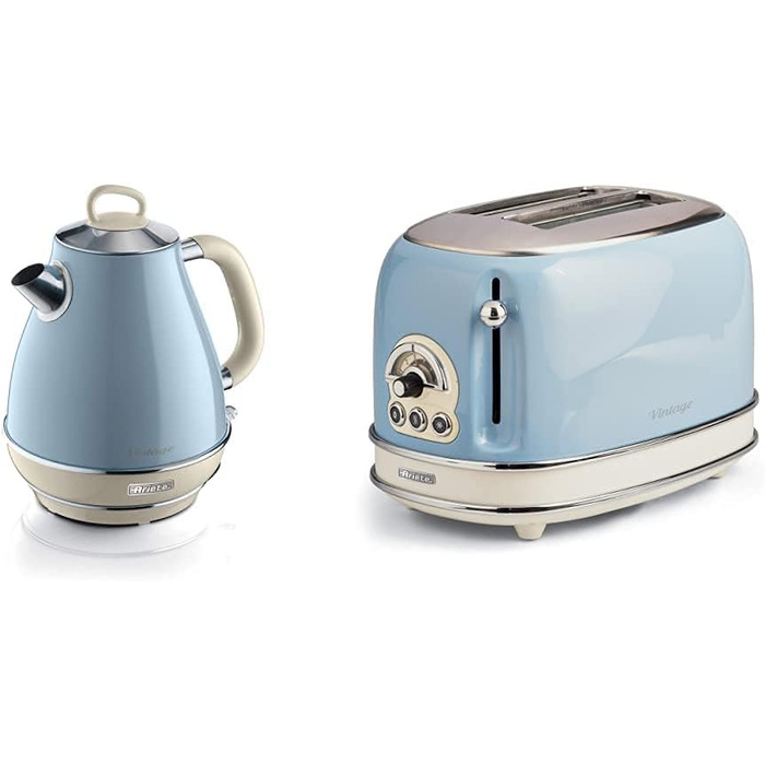 Електричний чайник Ariete Vintage 2869, 1.7 л, нержавіюча сталь, ретро-дизайн, з автовимкненням та ситом