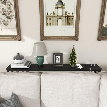 Консольний столик VEDECASA з розеткою та USB-портами - 2 шт. (120x15x80 см, чорний)