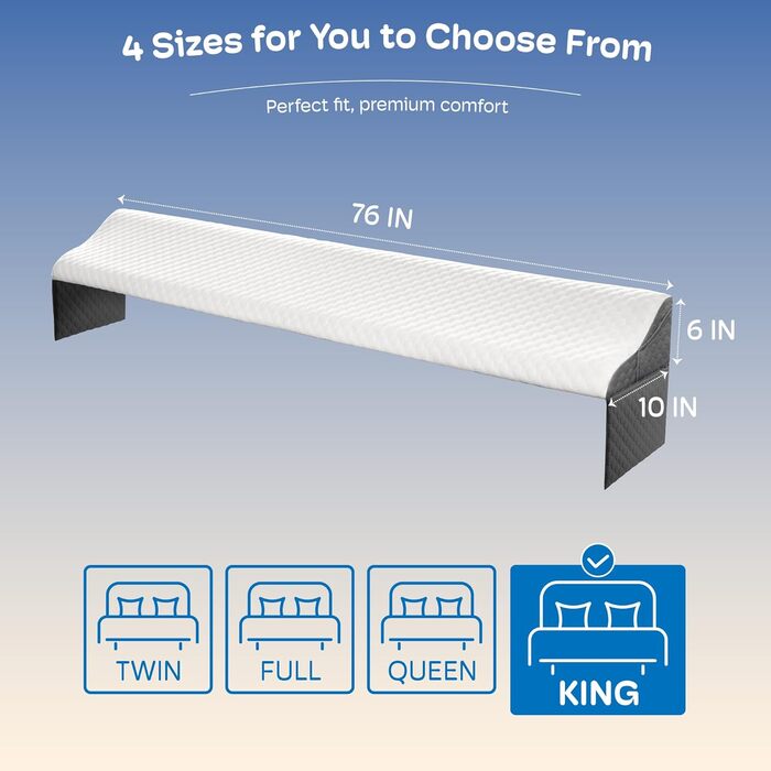 Набір з 4 подушок-валиків ортопедичних для ліжка з піною з пам'яті, для підтримки спини та зменшення болю, регульовані подушки-валики для сну після операції, розмір King